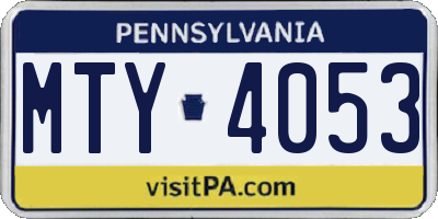 PA license plate MTY4053