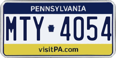 PA license plate MTY4054