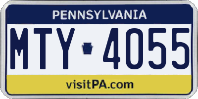 PA license plate MTY4055