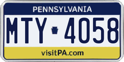 PA license plate MTY4058