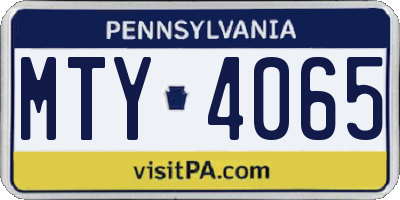 PA license plate MTY4065