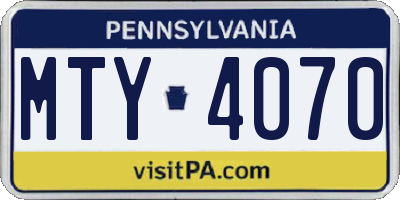 PA license plate MTY4070