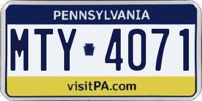 PA license plate MTY4071
