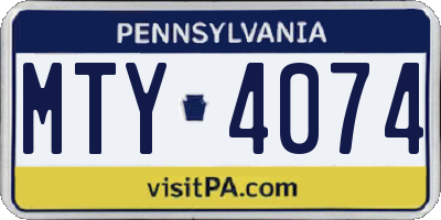PA license plate MTY4074