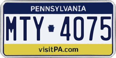 PA license plate MTY4075
