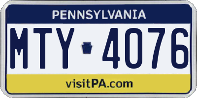 PA license plate MTY4076
