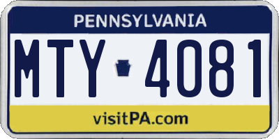 PA license plate MTY4081