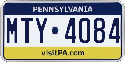 PA license plate MTY4084