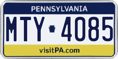 PA license plate MTY4085