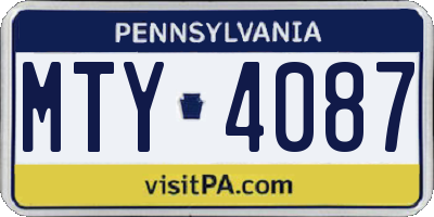 PA license plate MTY4087