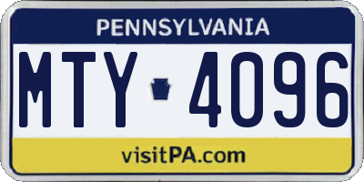 PA license plate MTY4096