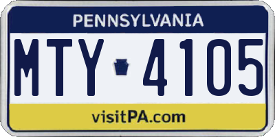 PA license plate MTY4105