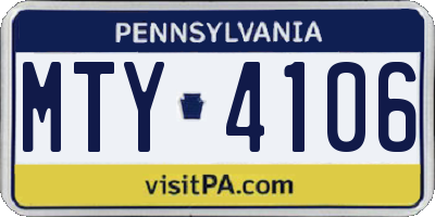 PA license plate MTY4106