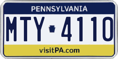 PA license plate MTY4110