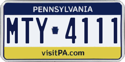 PA license plate MTY4111