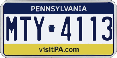 PA license plate MTY4113