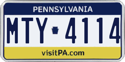PA license plate MTY4114