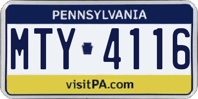 PA license plate MTY4116