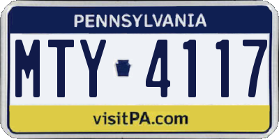 PA license plate MTY4117