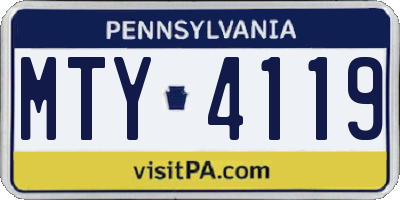 PA license plate MTY4119