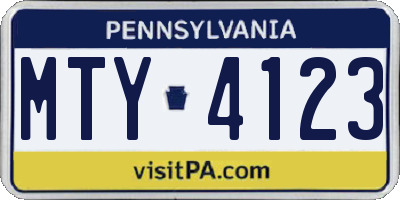 PA license plate MTY4123