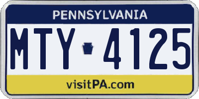PA license plate MTY4125