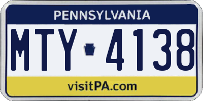 PA license plate MTY4138
