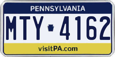 PA license plate MTY4162