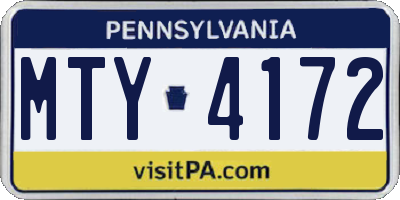 PA license plate MTY4172