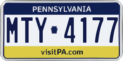 PA license plate MTY4177