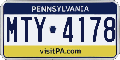 PA license plate MTY4178
