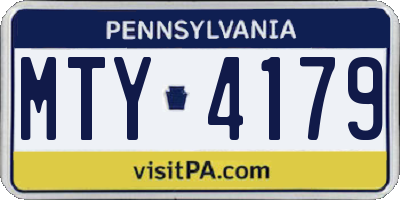 PA license plate MTY4179