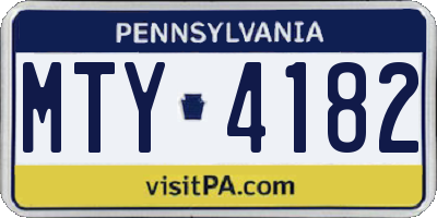 PA license plate MTY4182