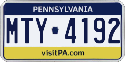 PA license plate MTY4192