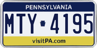 PA license plate MTY4195