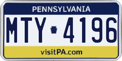 PA license plate MTY4196