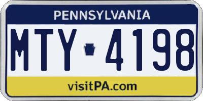 PA license plate MTY4198