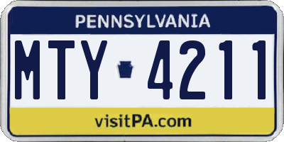 PA license plate MTY4211
