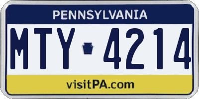 PA license plate MTY4214
