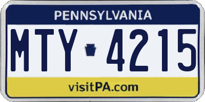 PA license plate MTY4215