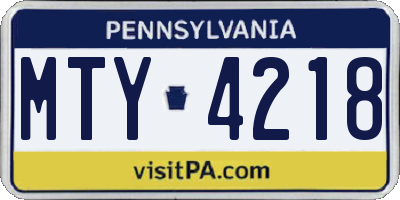 PA license plate MTY4218