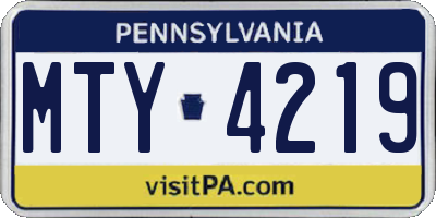 PA license plate MTY4219