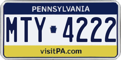 PA license plate MTY4222