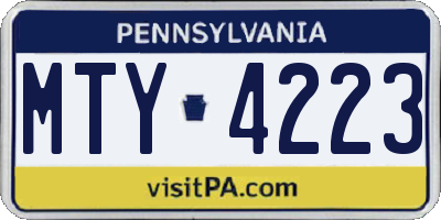 PA license plate MTY4223