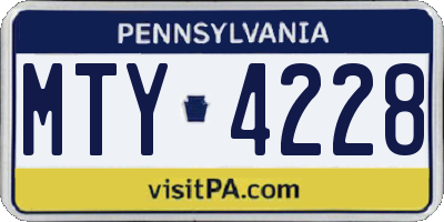 PA license plate MTY4228