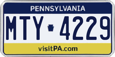 PA license plate MTY4229