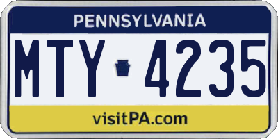 PA license plate MTY4235