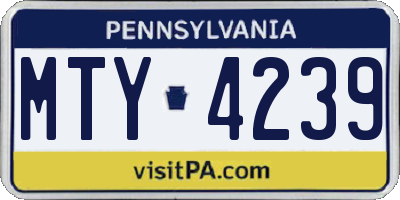 PA license plate MTY4239