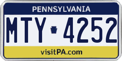 PA license plate MTY4252