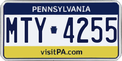 PA license plate MTY4255
